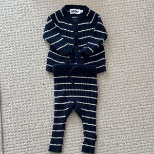 Molo Striped Navy and Cream Baby Set